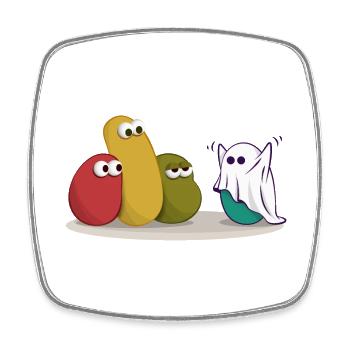 Halloween Ghost Comic Drawing - Square fridge magnet - white - Front