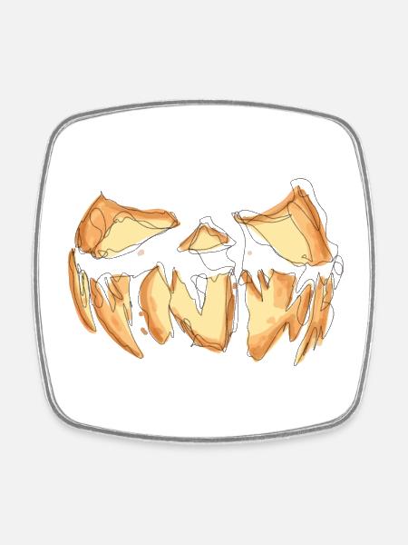 Pumpkin Face Halloween Scribble - Square fridge magnet - white