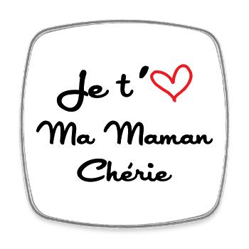 Je t'aime ma maman chérie - fête des mères - Magnet carré - blanc - Devant
