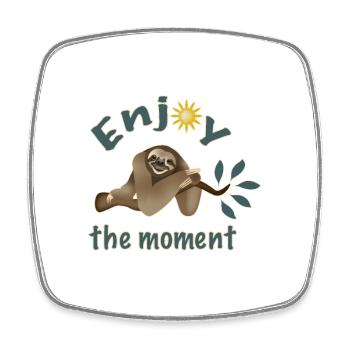Sloth on branch - Square fridge magnet - white - Front