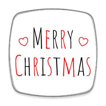 Weihnachten Merry christmas herz rot schwarz - Viereckiger Kühlschrankmagnet - Weiß - Vorne