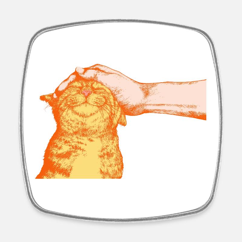 DIE GLÜCKLICHE KATZE - Viereckiger Kühlschrankmagnet - Weiß