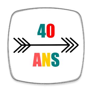 40. 40 ANS. 40e ANNIVERSAIRE. ANNIVERSAIRE 40 ANS. - Magnet carré - blanc - Devant