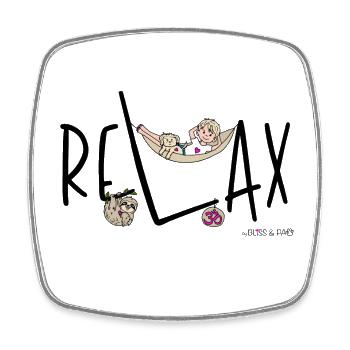 Phil and Paw - Relax - Viereckiger Kühlschrankmagnet - Weiß - Vorne