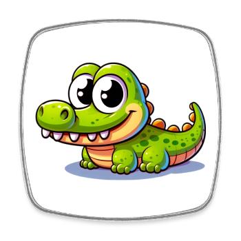 Alligator-Krokodil - Viereckiger Kühlschrankmagnet - Weiß - Vorne
