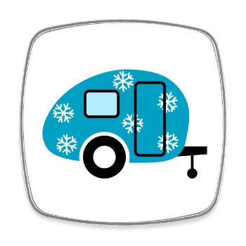 Caravane flocons de neige Caravane Camping Ventilateur d’hiver - Magnet carré - blanc - Devant