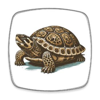 Schildkröte - Viereckiger Kühlschrankmagnet - Weiß - Vorne