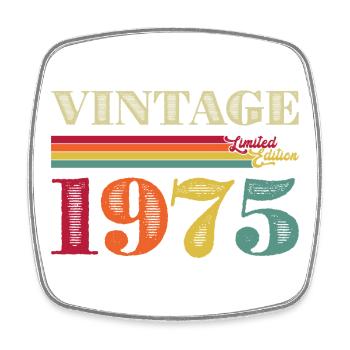 Vintage 1975 Retro Summer Tee - Square fridge magnet - white - Front