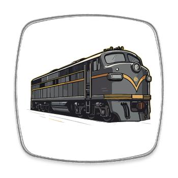 Klassische Diesellok - Retro Eisenbahn Kunstwerk - Viereckiger Kühlschrankmagnet - Weiß - Vorne