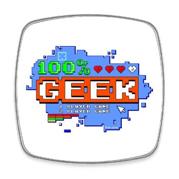100% Geek - Magnet carré - blanc - Devant
