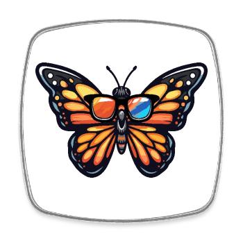 Papillon Bande dessinée cool - Magnet carré - blanc - Devant