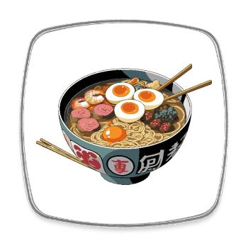 Ramen Bowl Kunstdruck - Viereckiger Kühlschrankmagnet - Weiß - Vorne