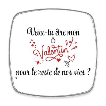 Demande en mariage, Saint-Valentin, Romantique - Magnet carré - blanc - Devant