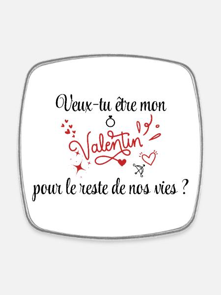 Demande en mariage, Saint-Valentin, Romantique - Magnet carré - blanc