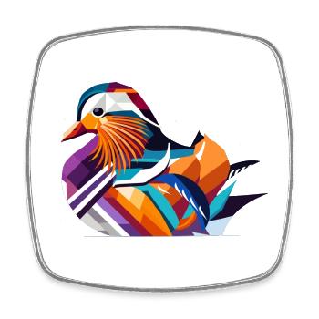 Colorful Mandarin Duck – A Touch of Exotic Elegance - Square fridge magnet - white - Front