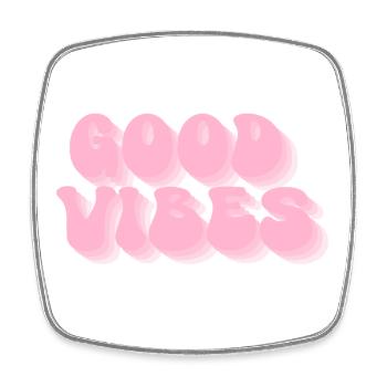Positive Stimmung – Retro Bubble Schrift - Viereckiger Kühlschrankmagnet - Weiß - Vorne