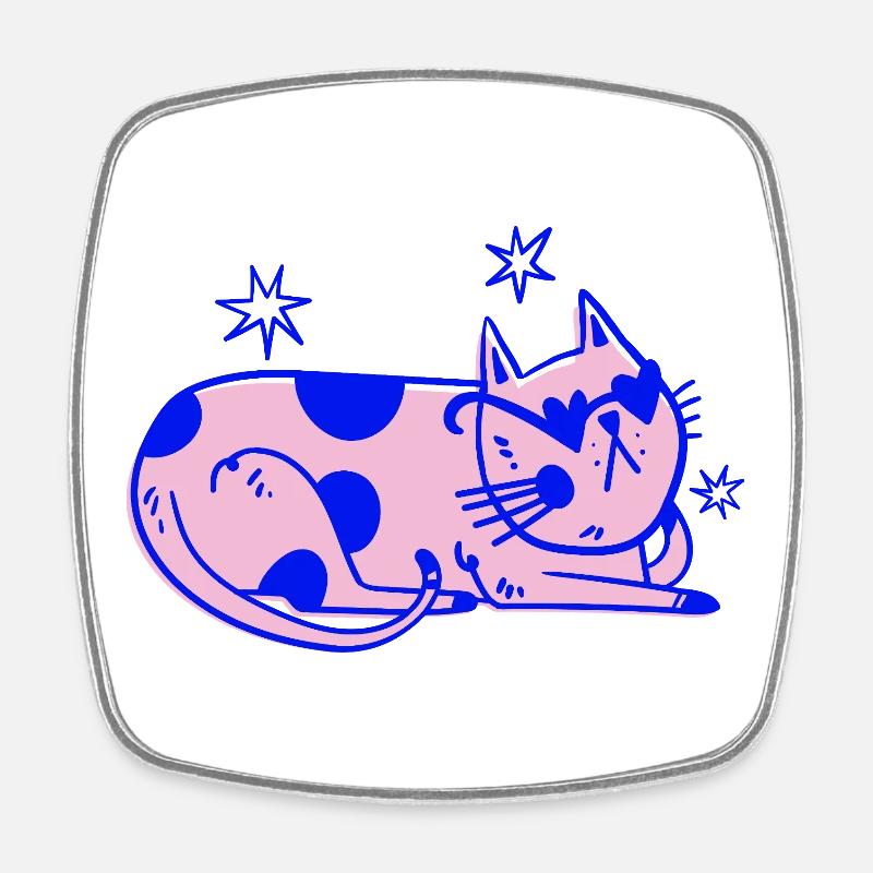 Stylische Katze – Relaxed Retro Vibes - Viereckiger Kühlschrankmagnet - Weiß
