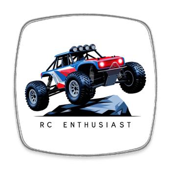 RC Car - Square fridge magnet - white - Front