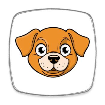 Fröhliches Bild eines Hundekopfes - Viereckiger Kühlschrankmagnet - Weiß - Vorne