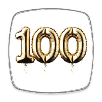 100 Jahre Gold Luftballon Folienballon Geschenk - Viereckiger Kühlschrankmagnet - Weiß - Vorne