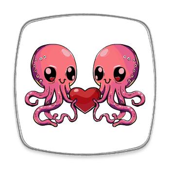 Poulpe Couple Coeur - Magnet carré - blanc - Devant