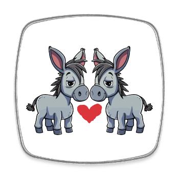 Donkey Couple Valentine's Day - Square fridge magnet - white - Front