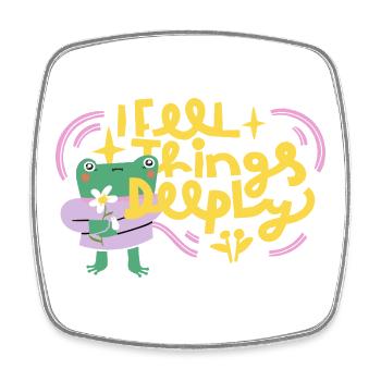Je ressens les choses profondément – Grenouille émotionnelle - Magnet carré - blanc - Devant