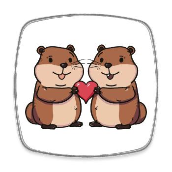 Biber Paar Valentinstag - Viereckiger Kühlschrankmagnet - Weiß - Vorne