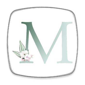 M Monogram, Floral, Personnalisable - Magnet carré - blanc - Devant
