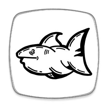 Cartoonish shark for marine conservation - Square fridge magnet - white - Front