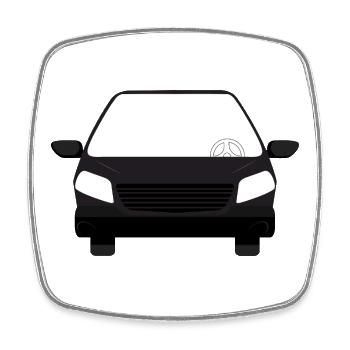 Simple Black Vehicle Graphic - Square fridge magnet - white - Front