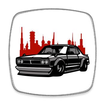 Lowrider Skyline Silhouette - Viereckiger Kühlschrankmagnet - Weiß - Vorne