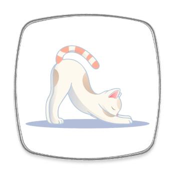 chat mignon dans une pose d’étirement de yoga classique - Magnet carré - blanc - Devant
