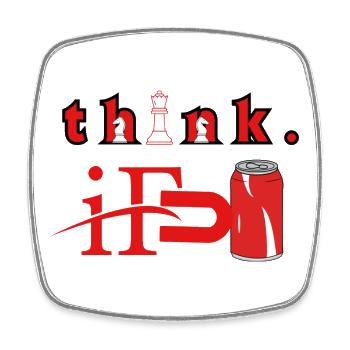 Think Chess Red Can Graphic - Square fridge magnet - white - Front