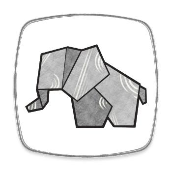 Éléphant mignon dans le style origami - Magnet carré - blanc - Devant