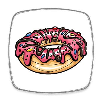 Beignet, délicieux produits de boulangerie, coloré - Magnet carré - blanc - Devant