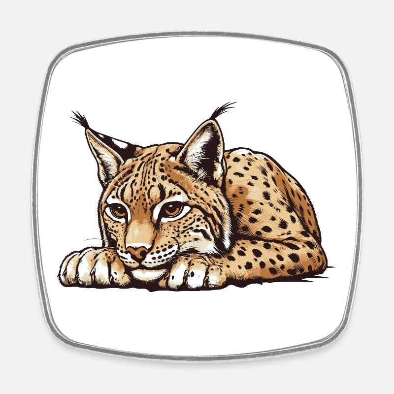 Luchs - Viereckiger Kühlschrankmagnet - Weiß