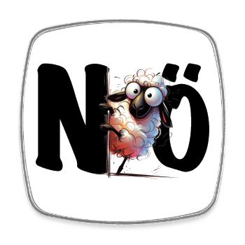 NÖ - lustiges Schaf - Nein nope - Viereckiger Kühlschrankmagnet - Weiß - Vorne