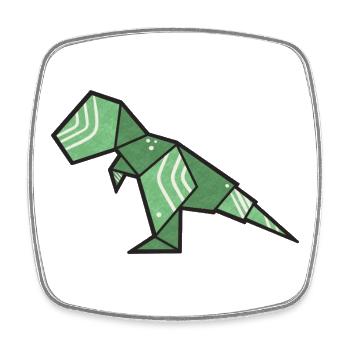 T-Rex Dino Origami Style - Square fridge magnet - white - Front