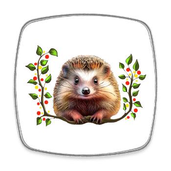 Weihnachten Festlicher Igel - Viereckiger Kühlschrankmagnet - Weiß - Vorne