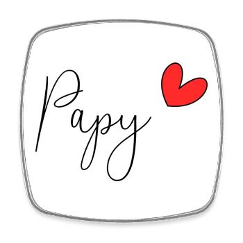 PAPY. FÊTE DES PÈRES. BONNE FÊTE PAPY. JE T'AIME. - Magnet carré - blanc - Devant