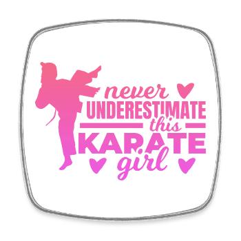 Unterschätze nie ein Karate Mädchen - Viereckiger Kühlschrankmagnet - Weiß - Vorne