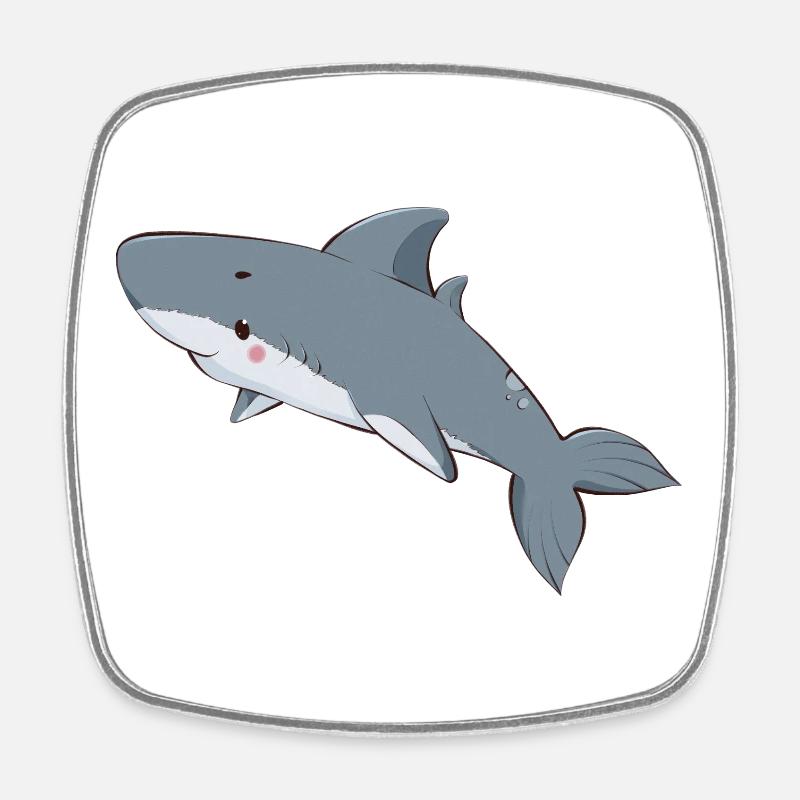 Requin - Magnet carré - blanc