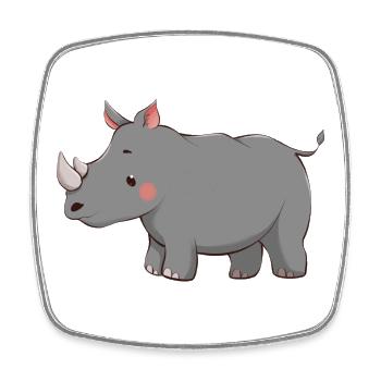 Rhinocéros - Magnet carré - blanc - Devant