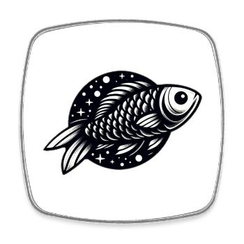 Poisson en noir et blanc - Magnet carré - blanc - Devant