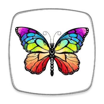 Papillon fierté arc-en-ciel - Magnet carré - blanc - Devant