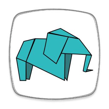 Origami Éléphant - Magnet carré - blanc - Devant