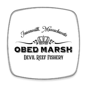 OBED MARSH fishery logo (noir) - Innsmouth - Magnet carré - blanc - Devant
