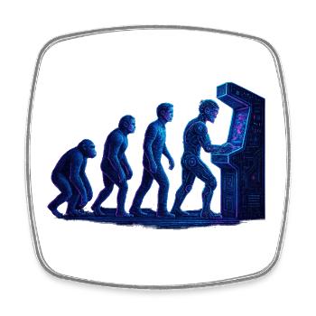 Arcade Menschliche Evolution - Viereckiger Kühlschrankmagnet - Weiß - Vorne