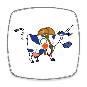 BAVARIAN UNICORN Train Driver Training - Square fridge magnet - white - Front